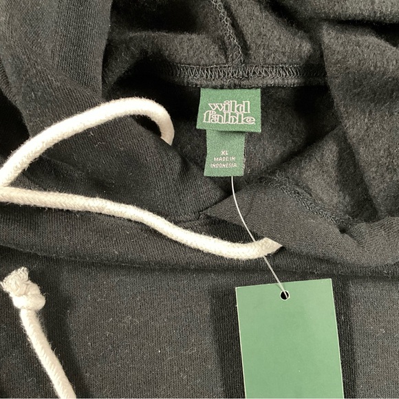 Black Hoodie Cropped Sweatshirt Hooded Sweater Top - Picture 6 of 7